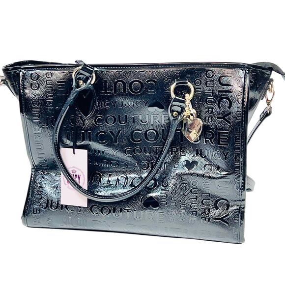 Juicy Handbags - Juicy Couture Tote Handbag "Chain My Heart" Liqourice Black Heart Charms New